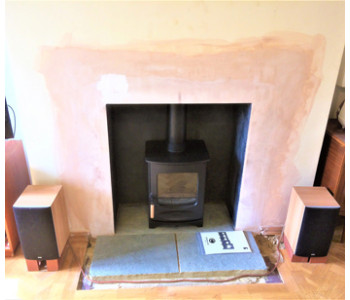 Charnwood C4 Wood Burning Stove in black - installed in Guildford, Surrey.